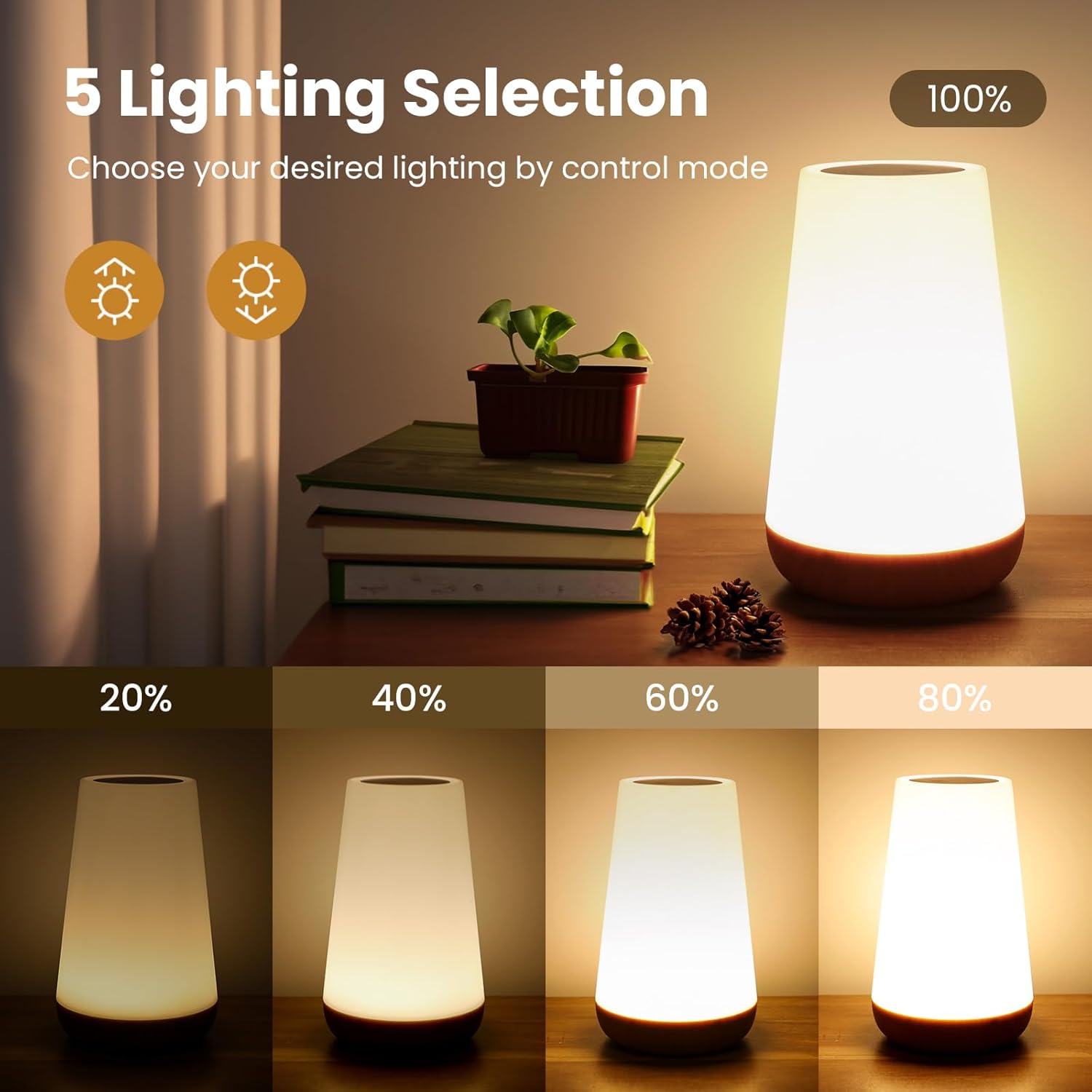 THAUSDAS Night Light, Dimmable Touch Lamp for Bedroom, Portable Table Bedside Lamp, 5 Brightness 13 RGB Colors, Night Lights for Baby Nursery Bathroom - Image 4